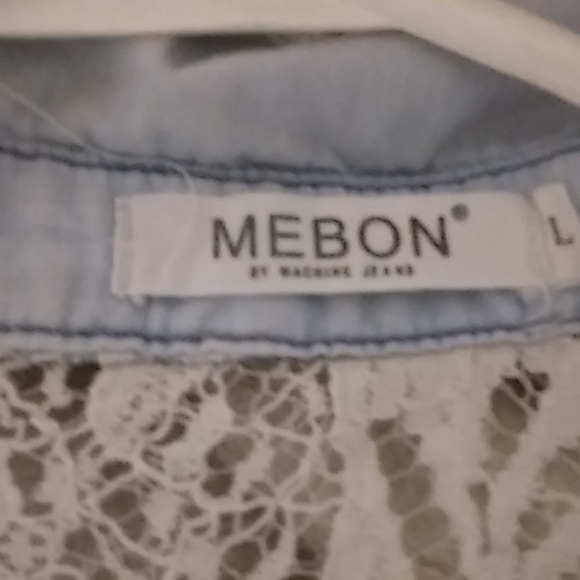 🌈2for 20 Mebon by machine jeans woman's long sleeve shirt size large light blue - Picture 4 of 4